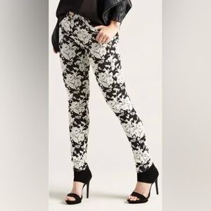 7 For All Mankind High-Rise Skinny Jeans Floral jacquard pattern